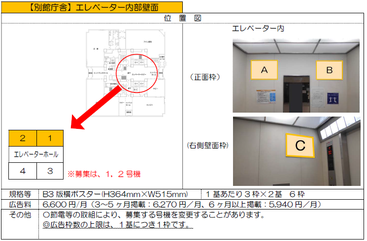 【別館庁舎】エレベーター内部壁面