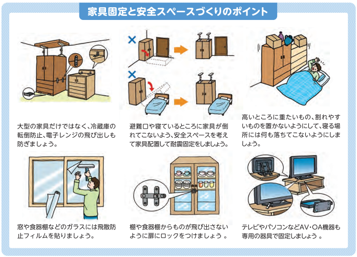 家具の固定と安全スペースづくりのポイント