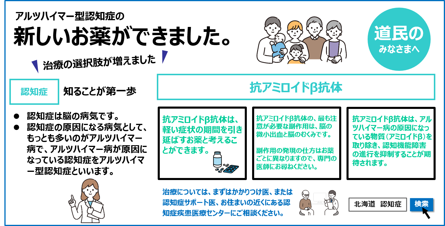 アルツハイマー型認知症の新しい治療薬ができたことをお知らせするチラシ