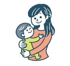 イラスト 赤ちゃんを抱いている母親