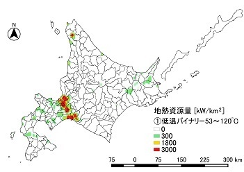 地熱資源量図（53～120℃）