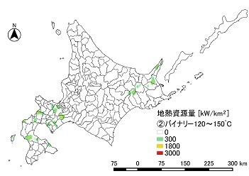 地熱資源量図（120～150℃）