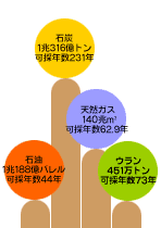 世界のエネルギー資源の確認可採埋蔵量