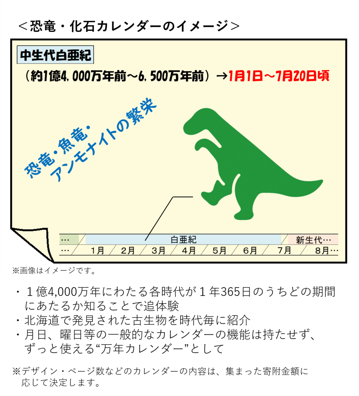 ほっかいどう恐竜・化石カレンダーイメージ図
