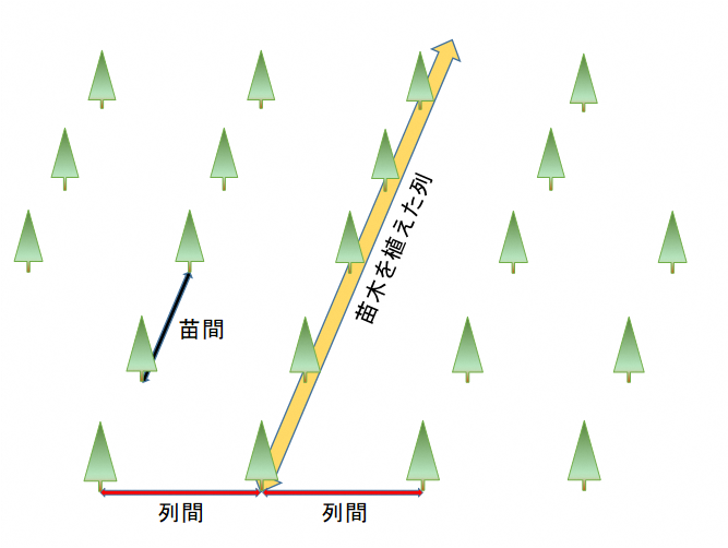 苗間・列間の説明図